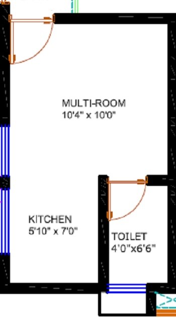 Floor plan of 176 Sq. Ft. Studio in Karrm Brahmaand, Palghar