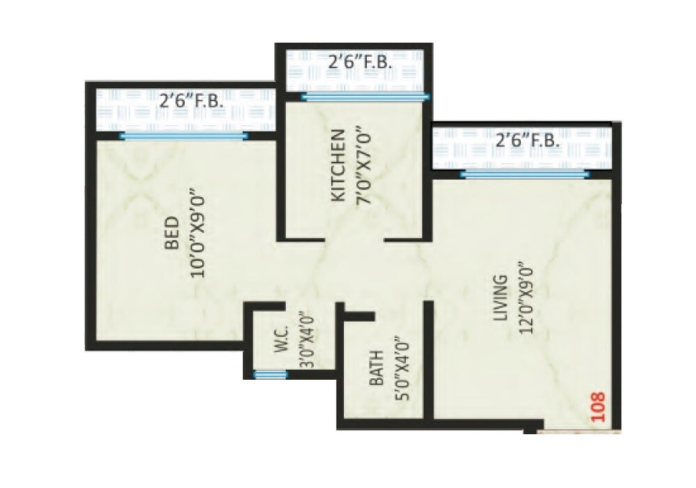 Floor plan of 1 BHK 280 Sq. Ft. Apartment in Kavita Paramount Enclave, Palghar