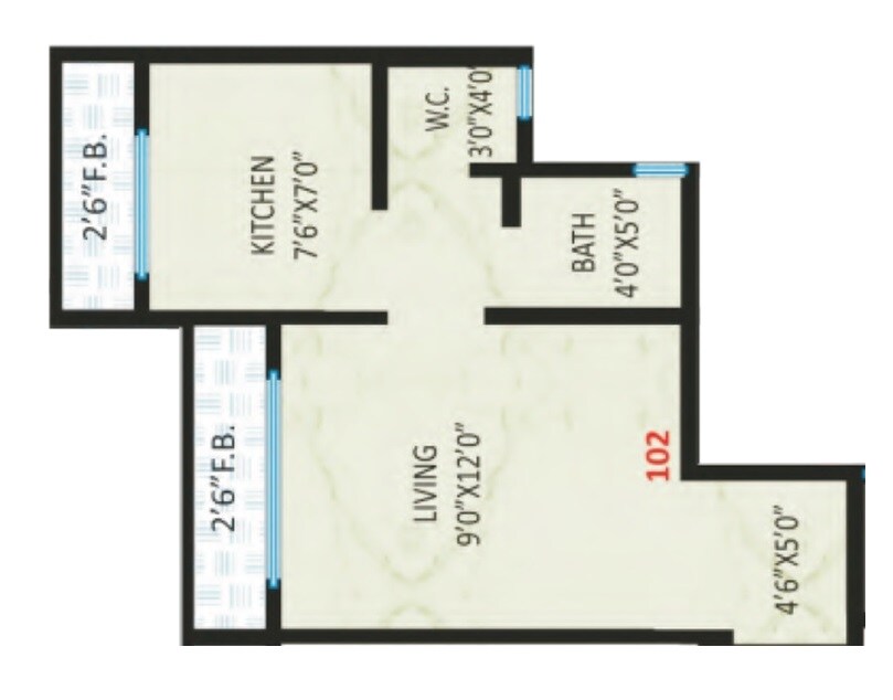 Floor plan of 249 Sq. Ft. Studio in Kavita Paramount Enclave, Palghar