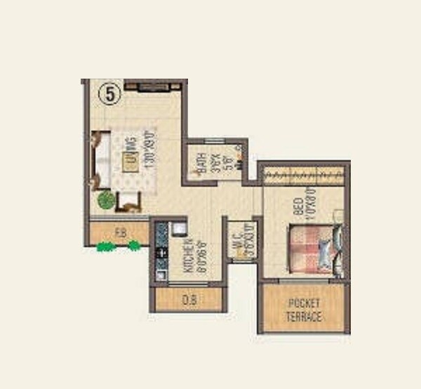 Floor plan of 1 BHK 248 Sq. Ft. Apartment in KM Narmada Mohan, Palghar