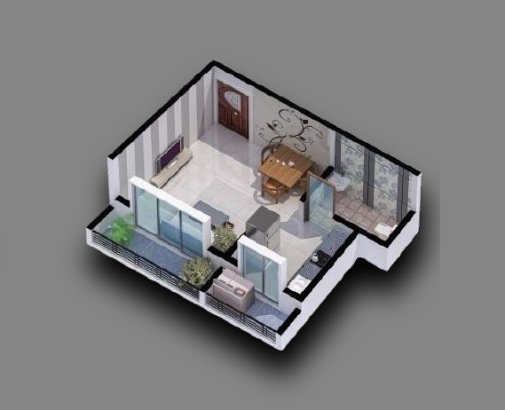 Floor plan of 225 Sq. Ft. Studio in Kohinoor Tivoli Towers, Palghar