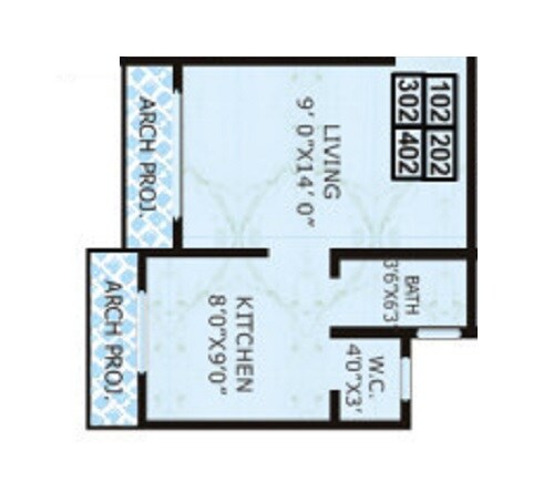 Floor plan of 237 Sq. Ft. Studio in Krisha Kavya Apartments, Palghar