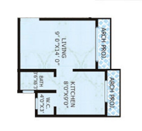 Floor plan of 246 Sq. Ft. Studio in Krisha Kavya Apartments, Palghar
