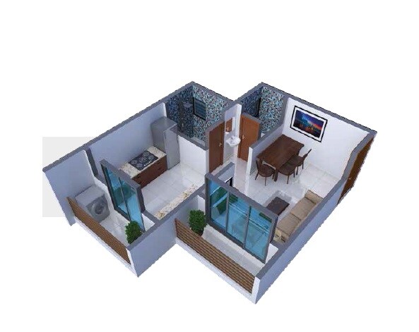Floor plan of 259 Sq. Ft. Studio in Ksquare Galaxy Complex, Palghar