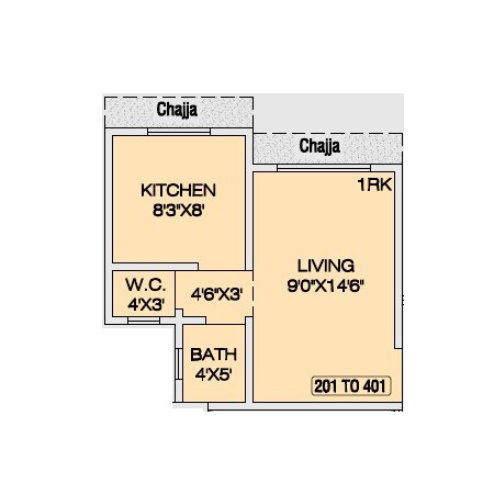 Floor plan of 191 Sq. Ft. Studio in Lalit Rohini Heights, Palghar