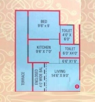 Floor plan of 1 BHK 385 Sq. Ft. Apartment in Laxmi Heights Virar, Palghar