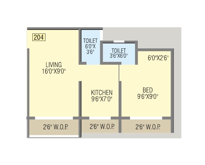 Floor plan of 1 BHK 319 Sq. Ft. Apartment in Laxmi Saptashrungi Heights, Palghar