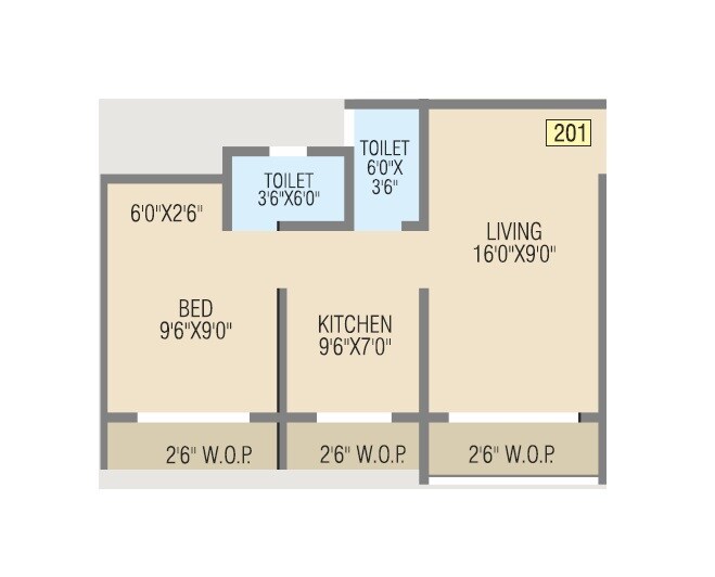 Floor plan of 1 BHK 438 Sq. Ft. Apartment in Laxmi Saptashrungi Heights, Palghar