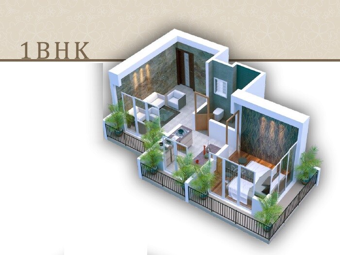 Floor plan of 1 BHK 269 Sq. Ft. Apartment in Lodha Dreams Heights, Palghar