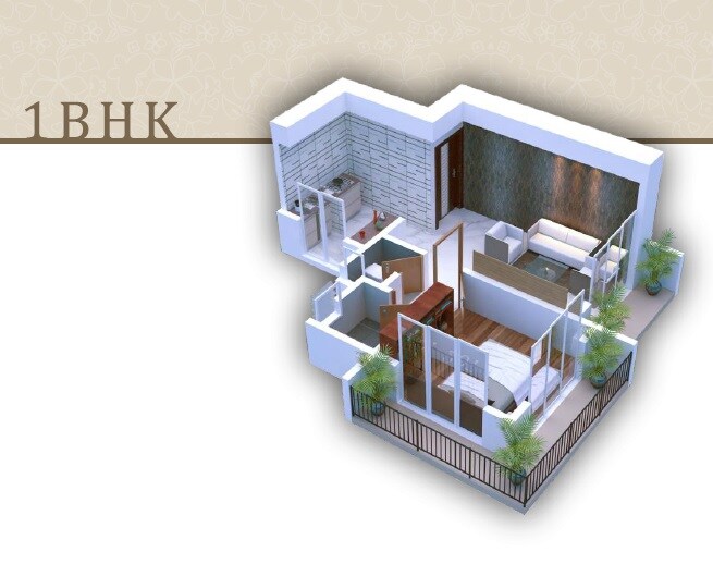 Floor plan of 1 BHK 322 Sq. Ft. Apartment in Lodha Dreams Heights, Palghar