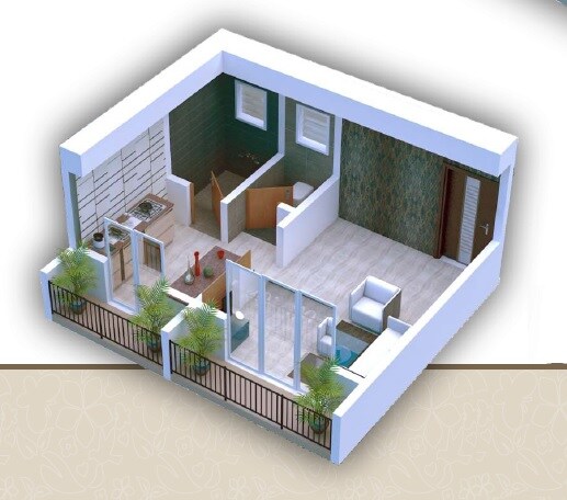 Floor plan of 254 Sq. Ft. Studio in Lodha Dreams Heights, Palghar