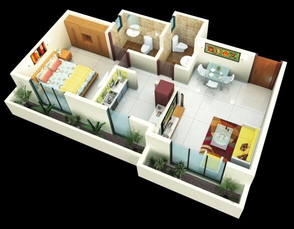 Floor plan of 1 BHK 330 Sq. Ft. Apartment in Mahavir Icchapurti Sai Prestige, Palghar