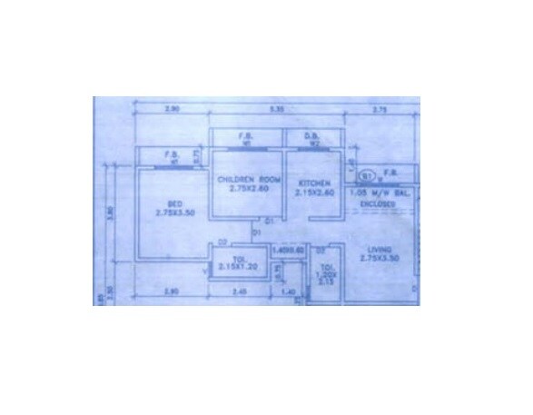 Floor plan of 2 BHK 480 Sq. Ft. Apartment in Mahavir Icchapurti Sai Prestige, Palghar