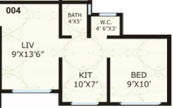 Floor plan of 1 BHK 332 Sq. Ft. Apartment in Mahavir Kanti Atharva, Palghar