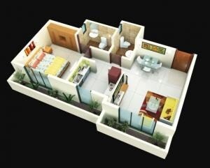 Floor plan of 1 BHK 361 Sq. Ft. Apartment in Mahavir Kanti Avenue, Palghar