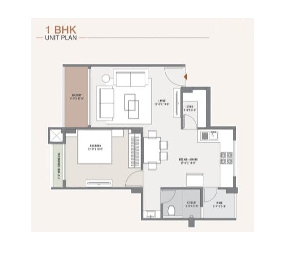 Floor plan of 1 BHK 548 Sq. Ft. Apartment in Mahavir Soho Residency, Palghar