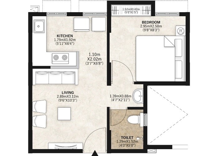 1 BHK 290 Sq. Ft. Apartment in Mahindra Happinest Palghar Project 2