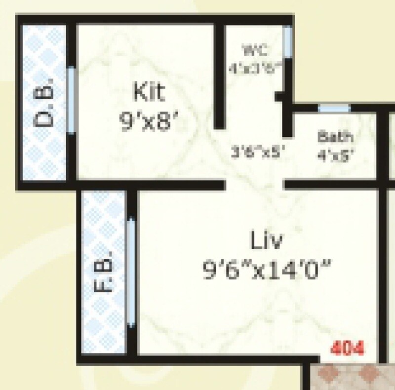 Floor plan of 219 Sq. Ft. Studio in Mandor Galaxy, Palghar
