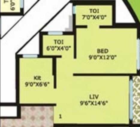 Floor plan of 1 BHK 700 Sq. Ft. Apartment in Mangal Morya Daulat Heights, Palghar