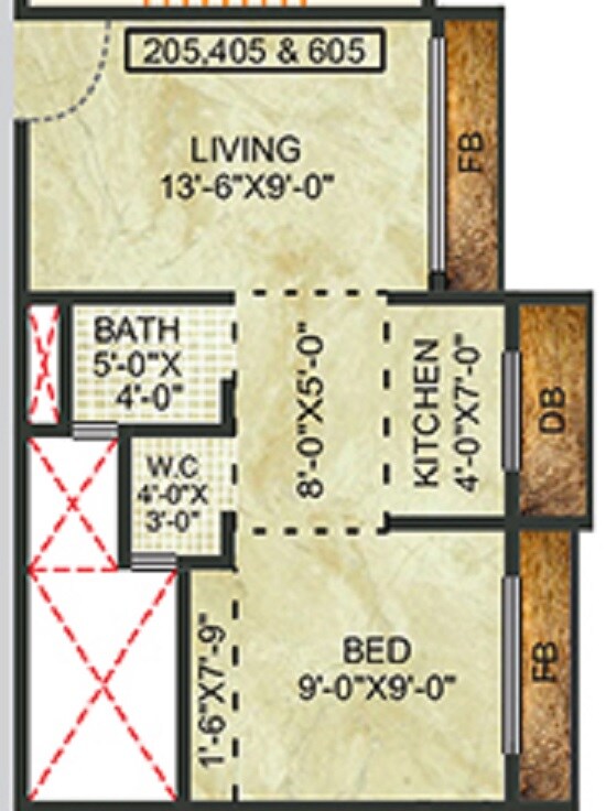 1 BHK 357 Sq. Ft. Apartment