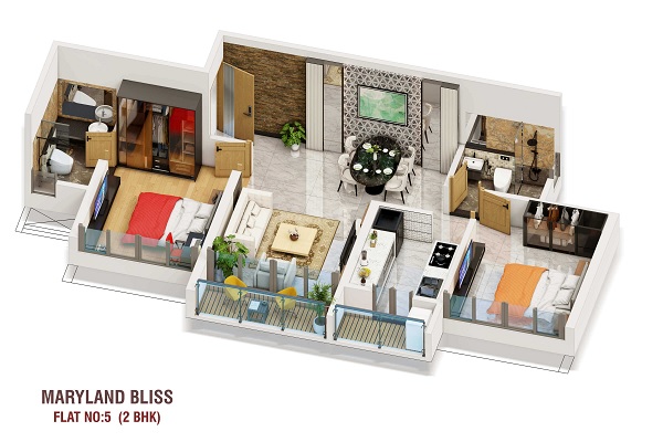 2 BHK 683 Sq. Ft. Apartment in Maryland Bliss