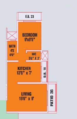 Floor plan of 1 BHK 282 Sq. Ft. Apartment in Matoshri Heights Naigaon, Palghar
