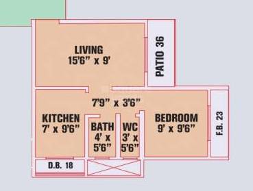 Floor plan of 1 BHK 295 Sq. Ft. Apartment in Matoshri Heights Naigaon, Palghar