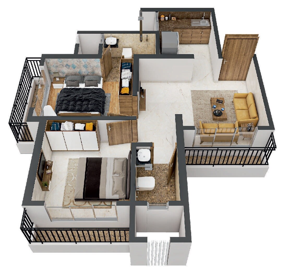 Floor plan of 2 BHK 475 Sq. Ft. Apartment in Mayfair Sara Virar, Palghar