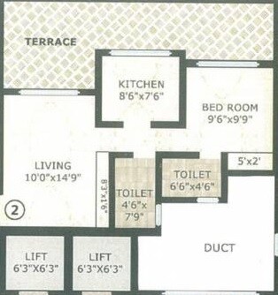 Floor plan of 1 BHK 420 Sq. Ft. Apartment in Midas Heights, Palghar