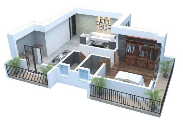 Floor plan of 1 BHK 454 Sq. Ft. Apartment in Mrunmayee Maitri Heights, Palghar