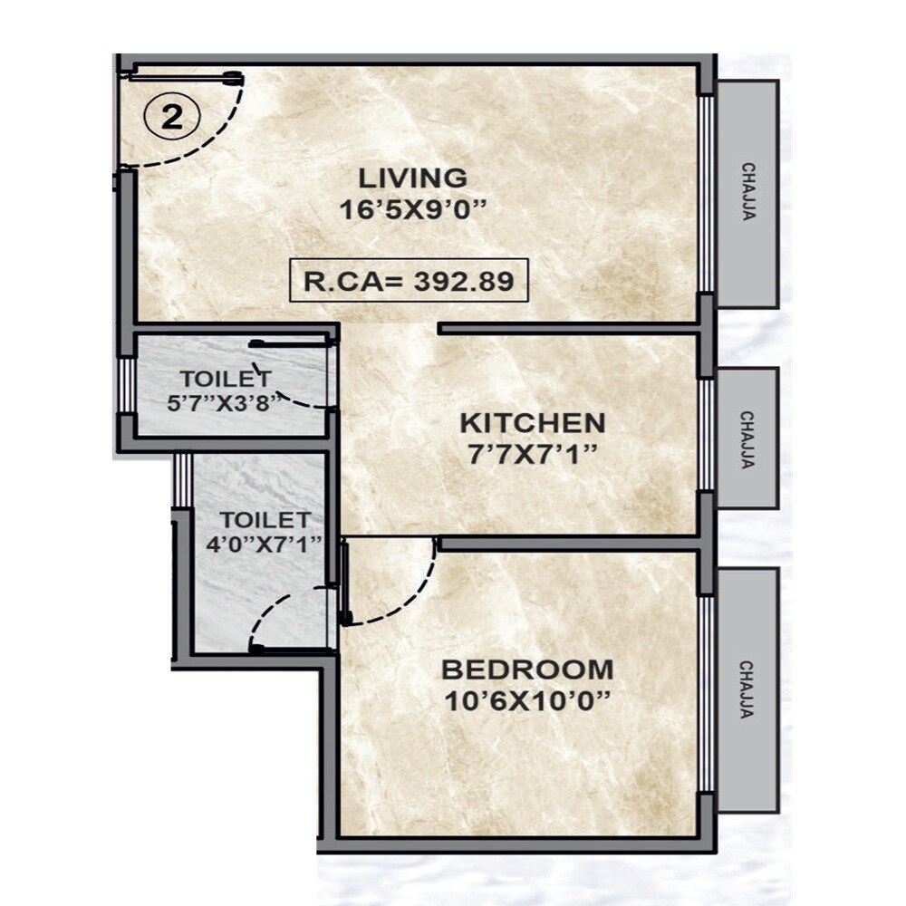 1 BHK 392 Sq. Ft. Apartment