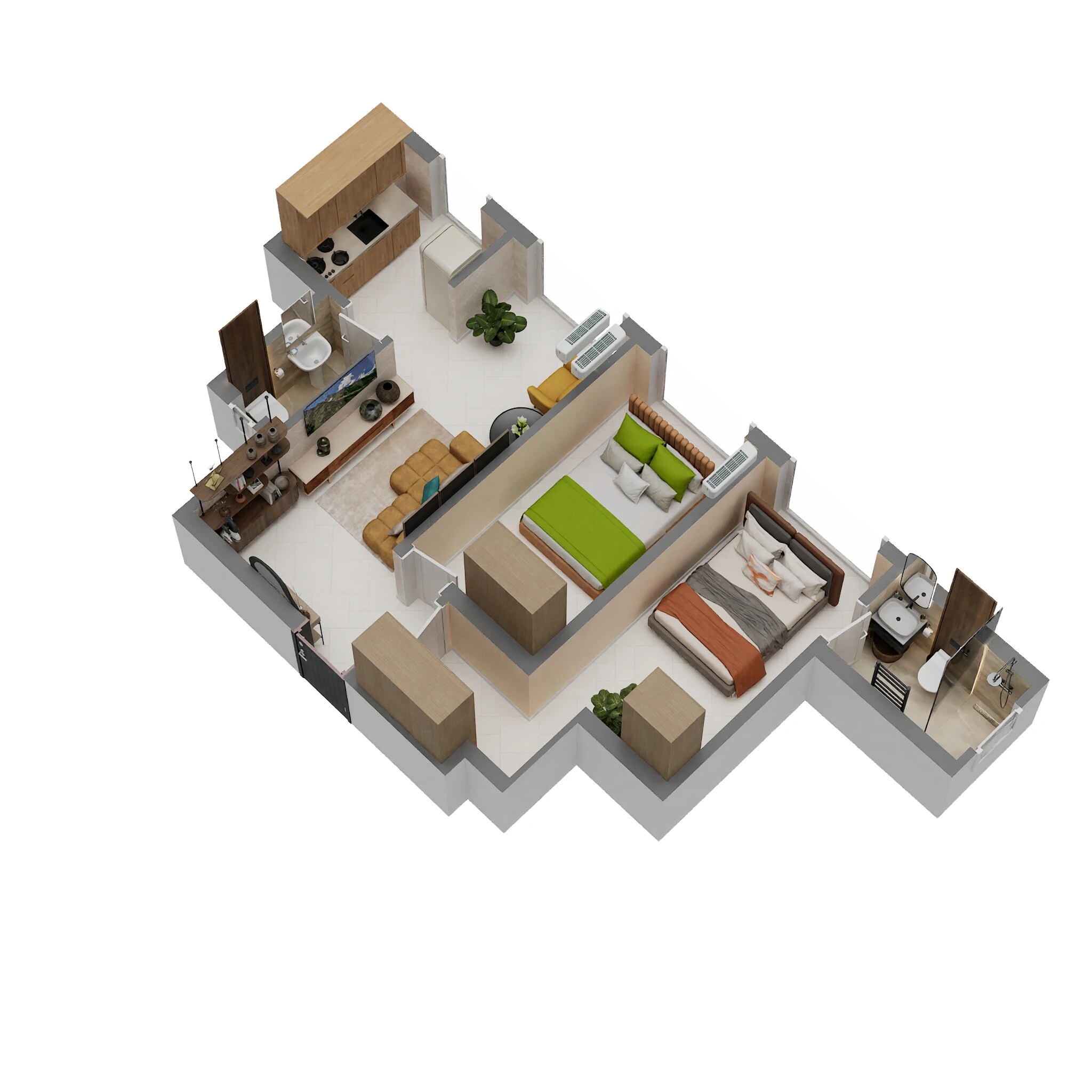 2 BHK 509 Sq. Ft. Apartment