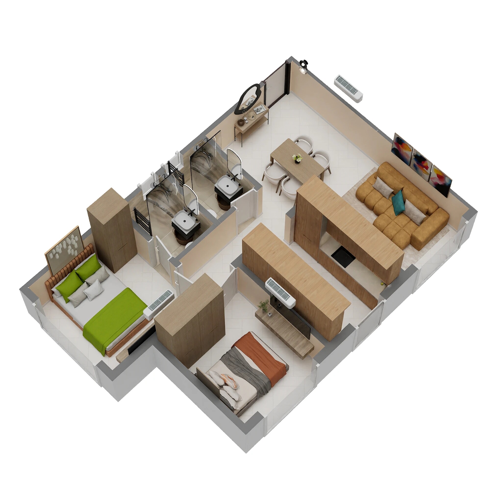 Floor plan of 2 BHK 591 Sq. Ft. Apartment in Mukundan Nirvana, Palghar