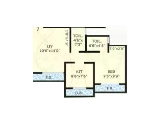 Floor plan of 1 BHK 420 Sq. Ft. Apartment in N K Sai Shikhar, Palghar