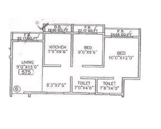 Floor plan of 2 BHK 530 Sq. Ft. Apartment in Nandish Rishabh, Palghar