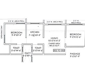 2 BHK 480 Sq. Ft. Apartment in Navya Darshan