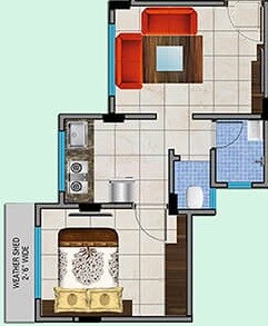 Floor plan of 1 BHK 223 Sq. Ft. Apartment in Nest Leaf Phase 2, Palghar