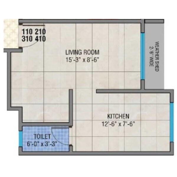 Floor plan of 210 Sq. Ft. Studio in Nest Leaf, Palghar