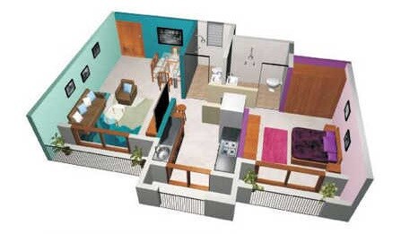 Floor plan of 1 BHK 650 Sq. Ft. Apartment in New Home Paradise Apartment, Palghar