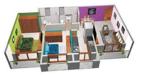 Floor plan of 2 BHK 890 Sq. Ft. Apartment in New Home Paradise Apartment, Palghar