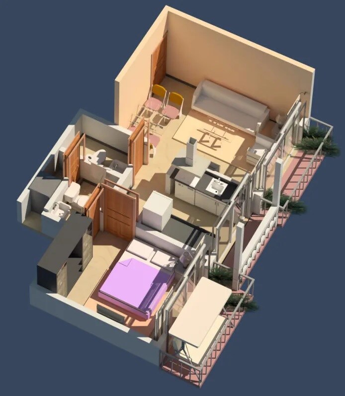 Floor plan of 1 BHK 357 Sq. Ft. Apartment in Nicon Infinity, Palghar