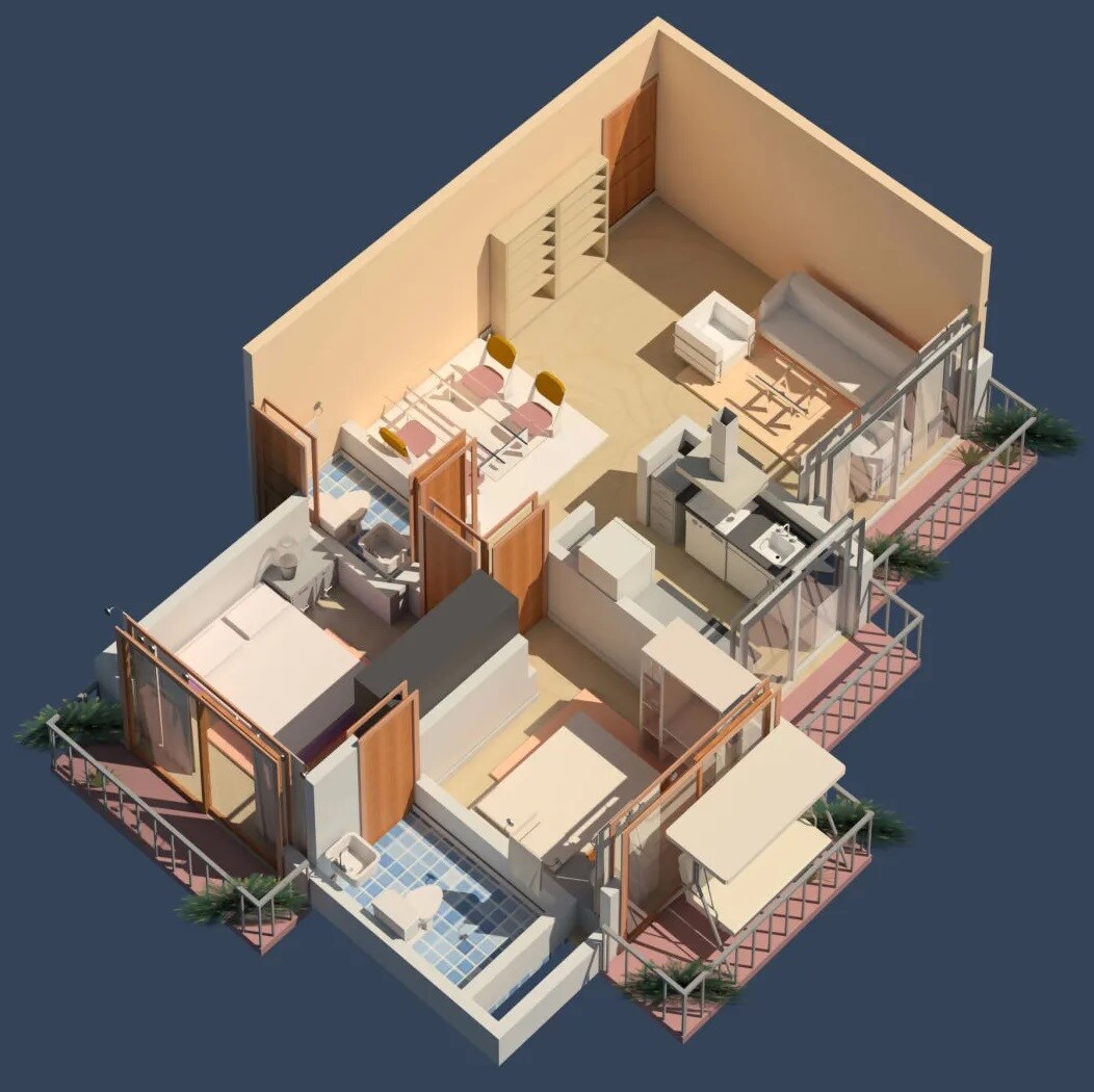 Floor plan of 2 BHK 585 Sq. Ft. Apartment in Nicon Infinity, Palghar