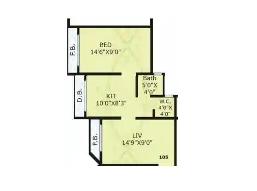 Floor plan of 1 BHK 325 Sq. Ft. Apartment in Nine Construction 1, Palghar