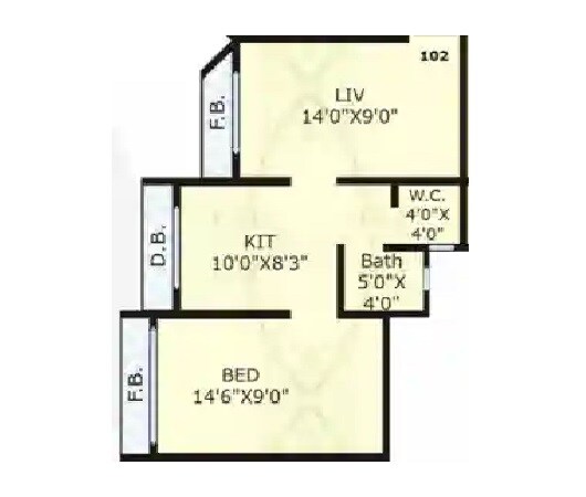 Floor plan of 1 BHK 366 Sq. Ft. Apartment in Nine Construction 1, Palghar