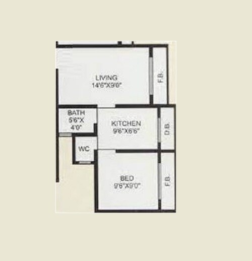 Floor plan of 1 BHK 260 Sq. Ft. Apartment in Nine Sea Grapes, Palghar