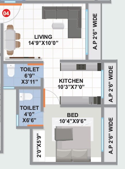 Floor plan of 1 BHK 389 Sq. Ft. Apartment in Nine SK Heights, Palghar