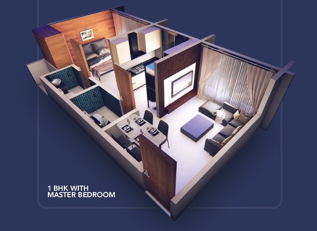 Floor plan of 1 BHK 395 Sq. Ft. Apartment in Nine SK Heights, Palghar