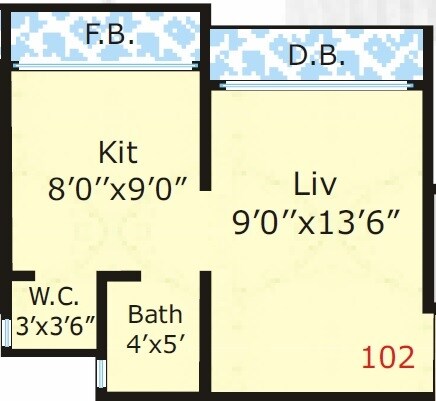 Floor plan of 282 Sq. Ft. Studio in Nine Star Landmark, Palghar