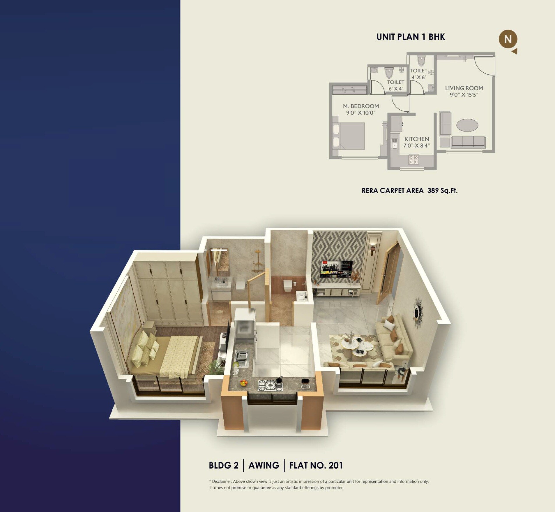 1 BHK 389 Sq. Ft. Apartment