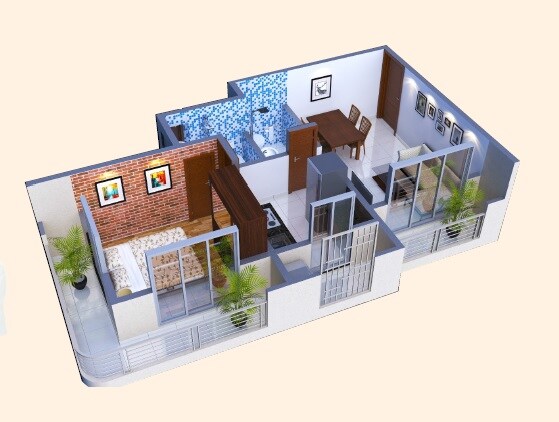 Floor plan of 1 BHK 345 Sq. Ft. Apartment in Nirmal Heights Nala Sopara, Palghar